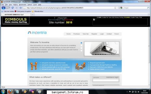 dimbouls autosurf nou per page site $50monet per page: per page: member cost $3credits per page site
